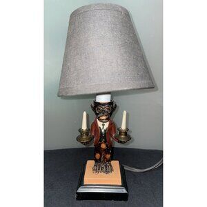 Vintage Monkey Butler Mini Accent Lamp With Bulb & Shade Working Condition Rare